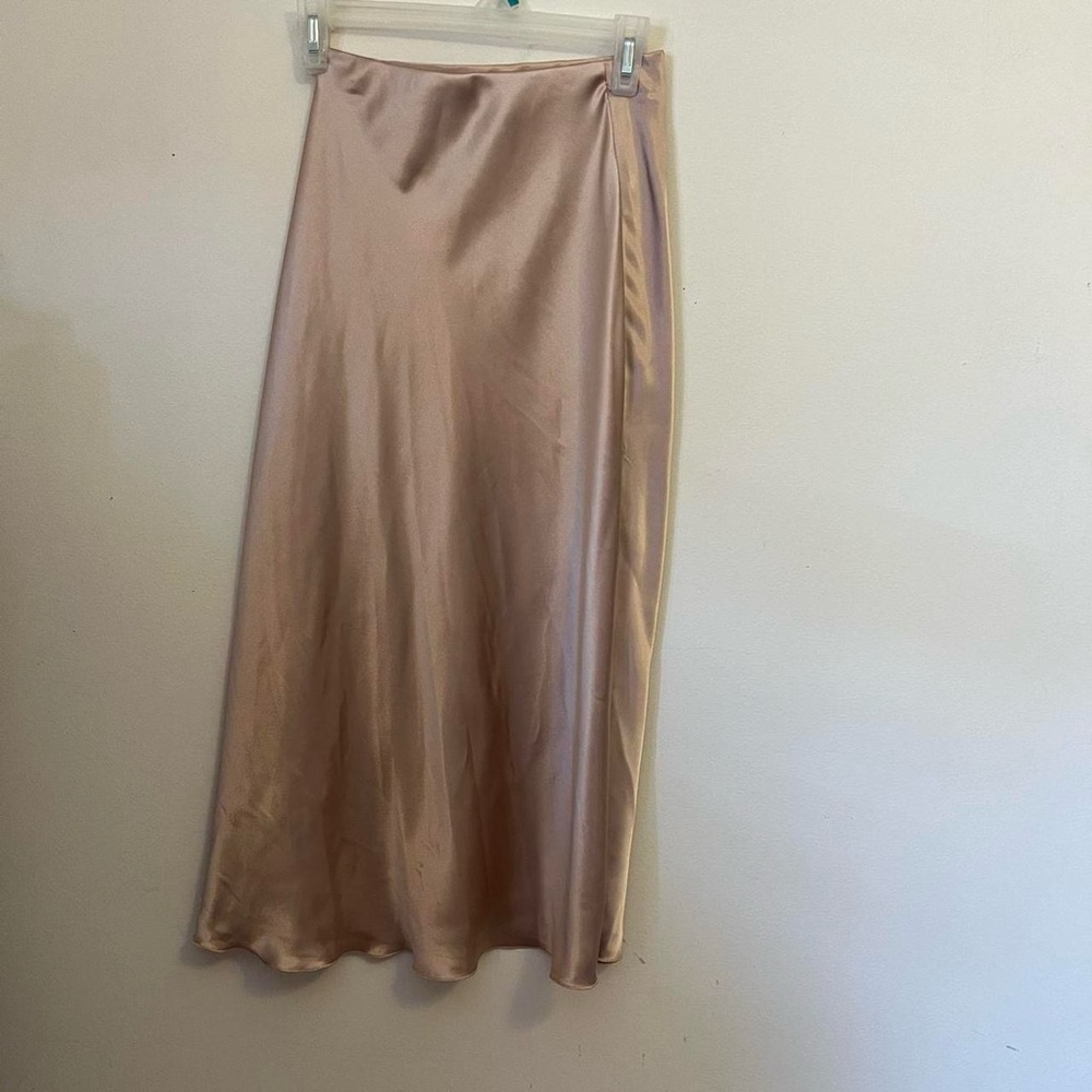 Nicole Miller Gold Maxi Slip Skirt Asymmetrical Ruched